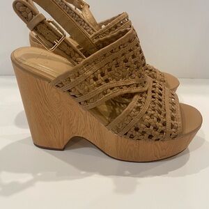 Tan Woven Platform Sandals